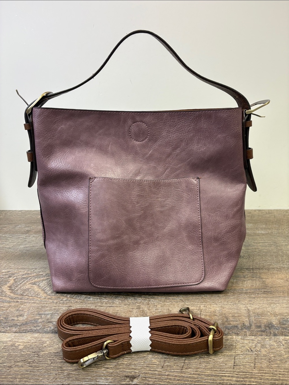 Joy Susan Purple Mauve Hobo Shoulder Bag with Removable Pouch / Crossbody Bag